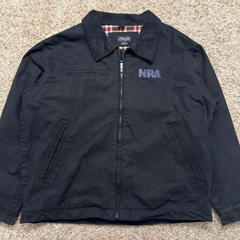 NRA Burks Bay Mens XL Black Duck Canvas Jacket Flannel Lined Work Trucker Coat